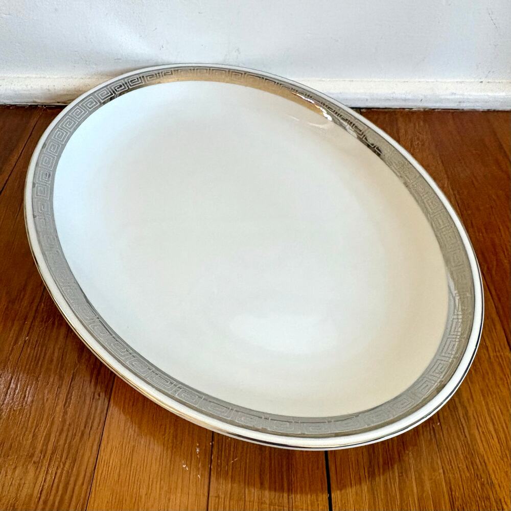 Vintage Harmony House Japan Oval Serving Platter Gold Greek Key 14”